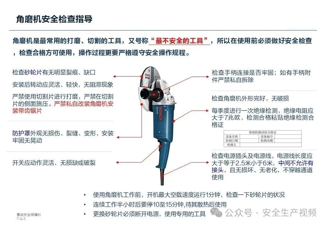 角磨机安全检查指导-设备维修管理平台